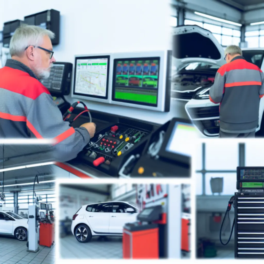 Automekaanikko suorittaa diagnostiikkatestauksen Suomi Car Onlinen korjaamolla.