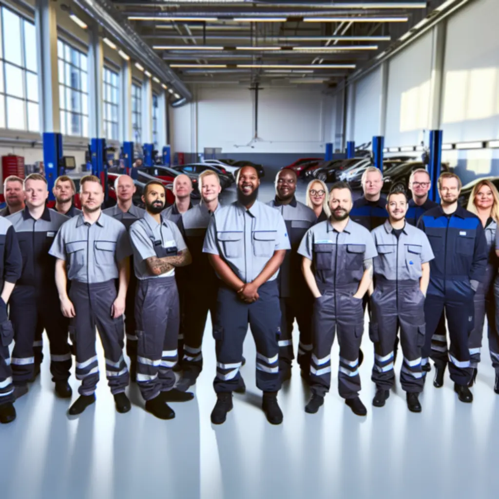 Suomi Car Onlinen teknikkotiimi korjaamolla